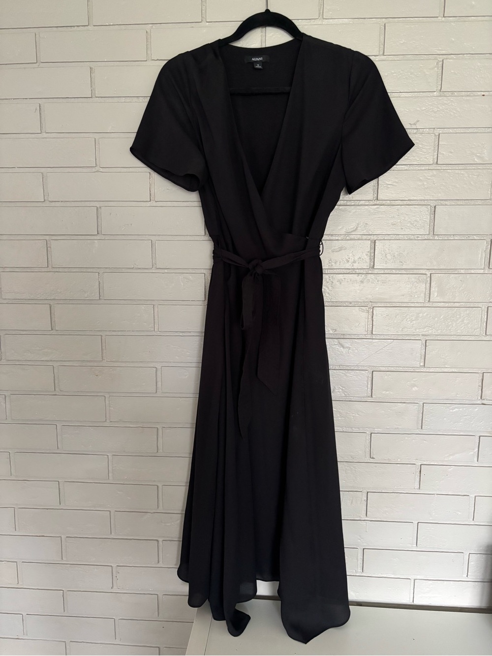 Alfani Black Wrap-Style Midi Dress - Picture 2 of 7